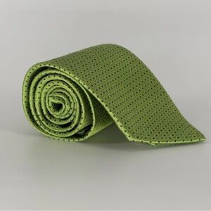 DOLCEPUNTA Made In Italy Green Geometric Luxury Silk Tie Mens 3 1/4” x 59”